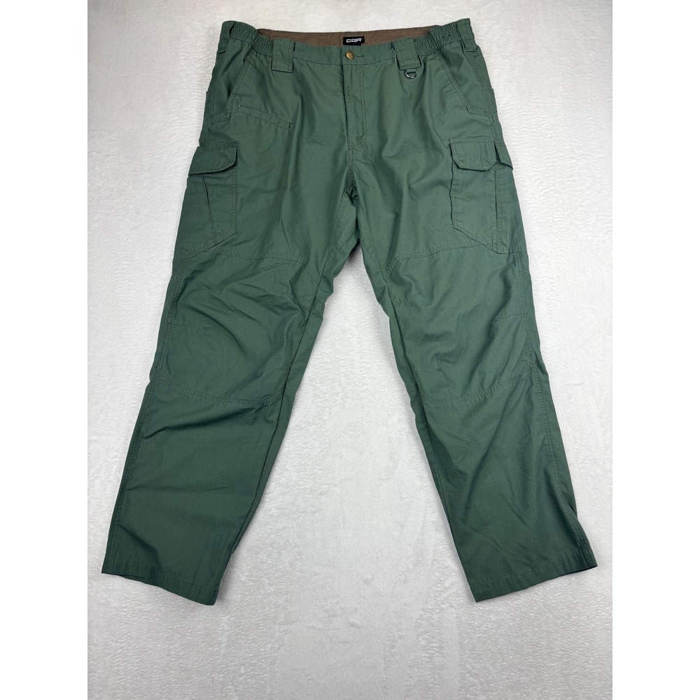 CQR Mens 42x32 Tactical Cargo Pants Green Ripstop Work Outdoor Trousers